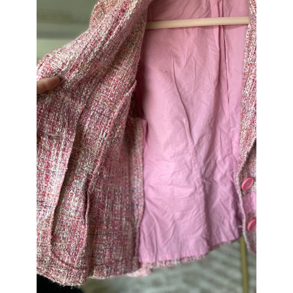 Faith Passion Pink Tweed Blazer French Parisian Office Barbie Coquette Academia - Picture 6 of 8